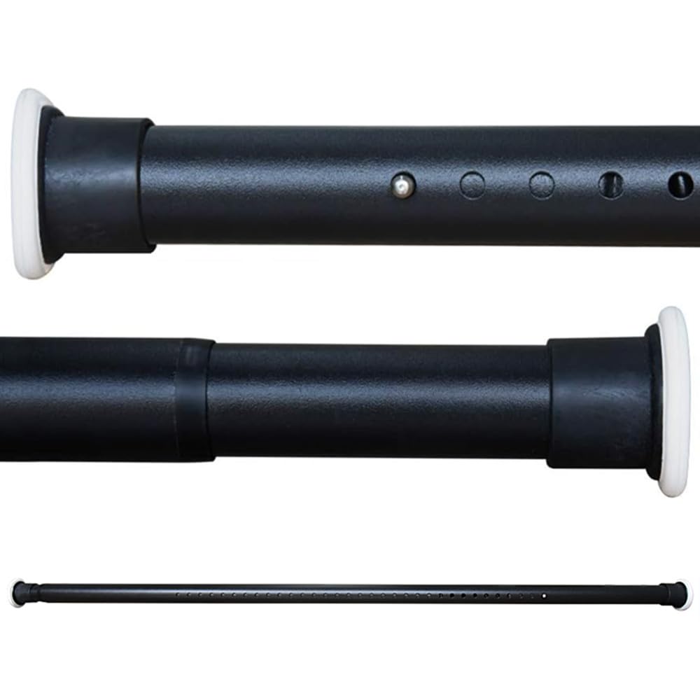 Extendable Shower Curtain Rod No Drilling Telescopic Curtain Poles Wardrobe Clothes Rail Carbon Steel 310-360CM Black Adjustable Spring Tension Rod For Bathroom Window Kitchen Closet
