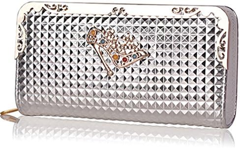 Duo La High Heels Pattern Card Holder Ladies Purse Clutch Long Wallet (Silver)