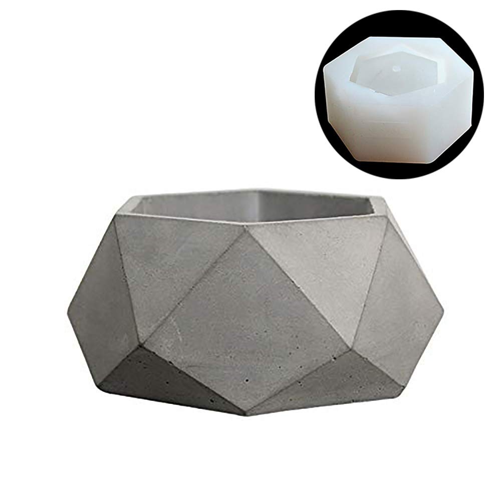 Geometric Concrete Molds Cement Flower Pot Making Silicone Mould Polygon DIY Cement Vase Mould