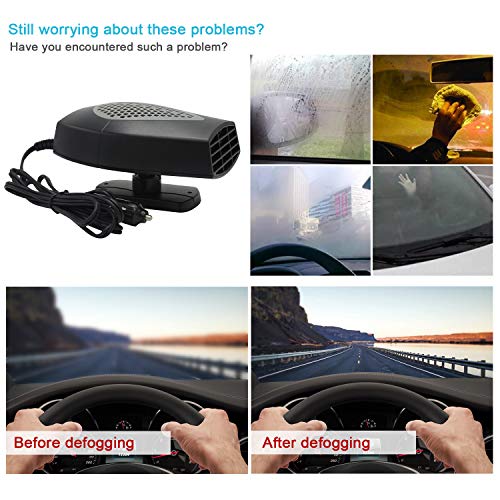 Windshield Car Heater - Portable Car Defroster Defogger 12V Small Vehicle Heat Cooling Fan 150W 3-Outlet Plug In Cigarette Lighter - Thumbnail 3
