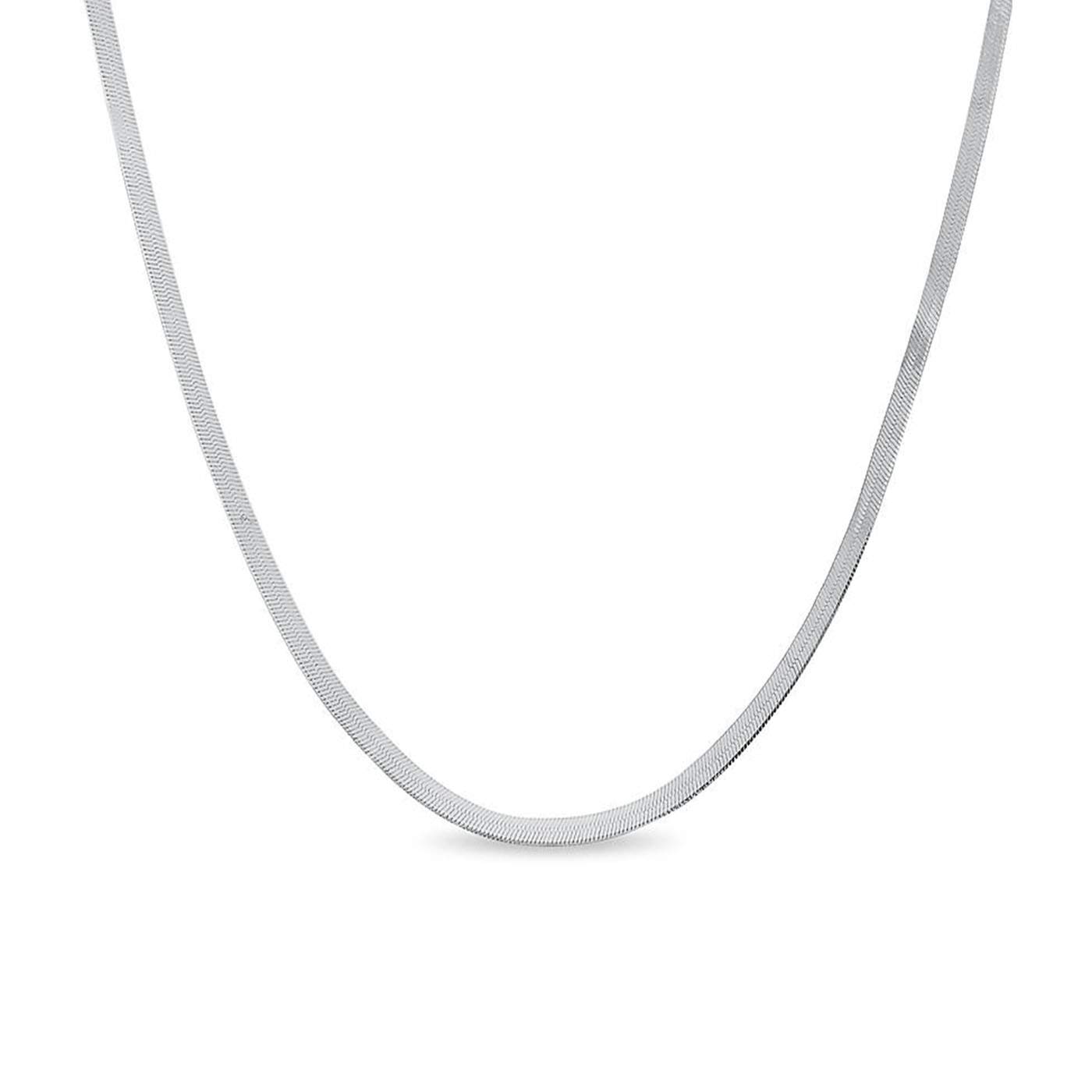 AUTHENTIC STERLING SILVER 925 Flat Herringbone Flex Chain Necklace Jewellery, Flat Snake Necklace, 2.5M- 5.5MM. 16-30 For Women Girls Men, High Shine 16-30
