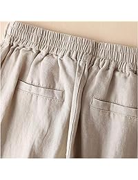 Pantalones de lino para dama con cordón elástico para verano