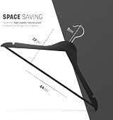 KEPLIN Strong Wooden Hangers 360° Rotating Hook 20 Pack Black view 2