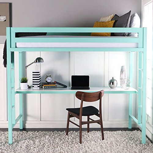 WE Furniture Premium Twin Metal Loft Bed with Workstation