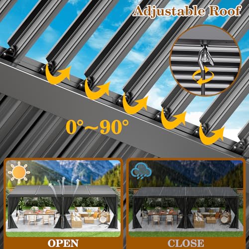 LEVELEVE 10' x 20' Louvered Pergola Review: Adjustable Hardtop Gazebo with Curtains & Drainage image 16