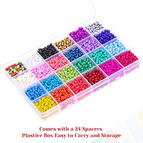 Beads for Bracelets, Anezus 7200 Pcs 4mm Pony Seed Beads Bracelet Beads Small Glass Rainbow Beads for Bracelet Jewelry Making - Thumbnail 2