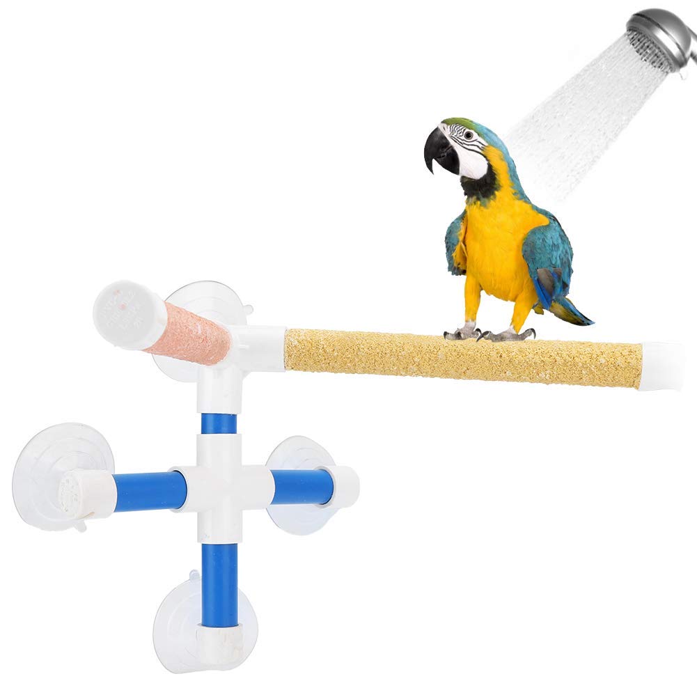 YOUTHINK Bird Bath Perch with Four Suction Cups Bird Perch Frosted Coating Bird Window and Shower Perch Toy for Macaw Cockatoo African Greys Budgies Parakeet Cockatiels