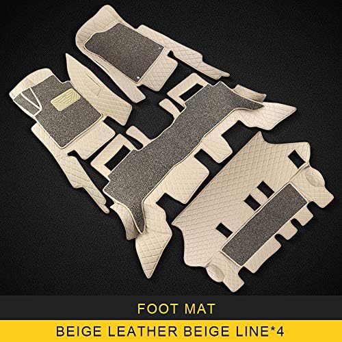 ANTEKE New Dustproof Nice Car Floor Foot Mat Flameproof Skidproof Carpets Set for Nissan Patrol Y62 Special Accessories (Foot mat-【Beige Leather Beige line4】)