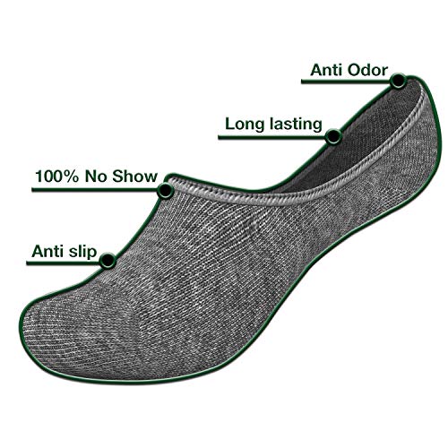STOMPERJOE 3 and 6 Mens Cotton No Show Casual Liner Loafer Socks Invisible Stay On (Large, Black) - Thumbnail 6