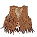 21KIDS Child Girl Tassel Fringed Outerwear Faux Suede Fur Jacket Waistcoat Vest Gilet Brown 6