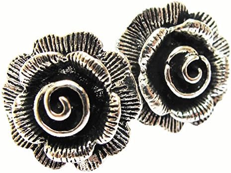WEIGHT 4.06 G. COOL THAI KAREAN HILL TRIBE SILVER ROSE EARRING BY HAND MADE