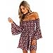 Womens Dress,Neartime Off Shoulder Flounce Sleeves Casual Floral Short Mini Dress (S, Red)