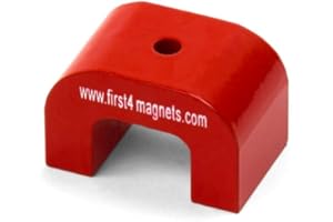 FIRST4MAGNETS Small Red Alnico Horseshoe Magnet - 1-3/16 in. x 13/16 in. x 13/16 in. 1/8 in. Hole - 9.92lbs Pull (Pack of 1)