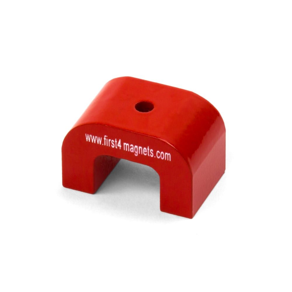 Small Red Alnico Horseshoe Magnet for High-Temperature, Engineering, and Manufacturing Applications - 30mm x 20mm x 20mm 4.5mm Hole - 4.5kg Pull