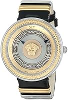 Versace Women's VLC020014 V-Metal Icon Stainless Steel Watch with Black Leather Band