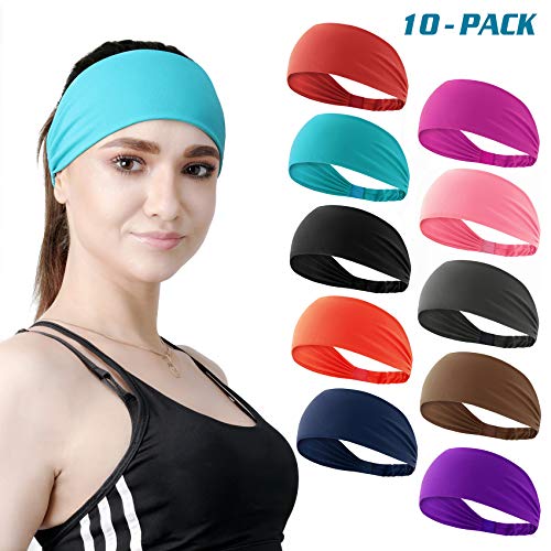 10 PACK Women's Workout Headband Non Slip Lightweight Multi Headbands