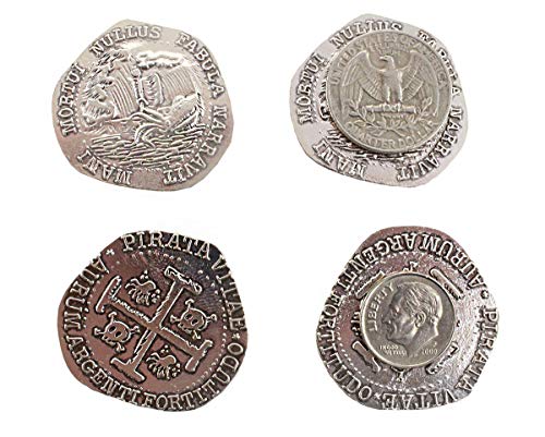 Pirate Treasure Metal Coins 32 Large Gold Silver Doubloon Coins Antique Replicas Fantasy Party Supplies Decor Decorations By Well Pack Box