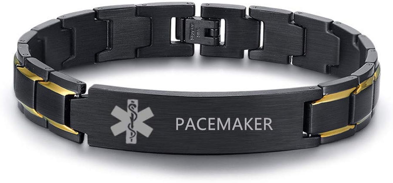 LF Stainless Steel PACEMAKER Medical Alert Bracelet Customised ID Tag