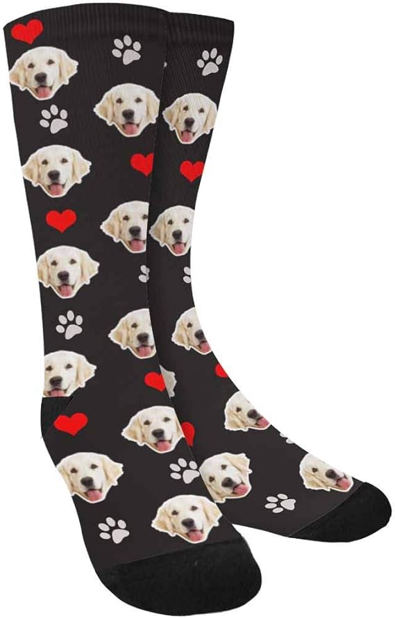 Custom Face Love Dog Paw Socks, Funny Socks Turn Your Photo