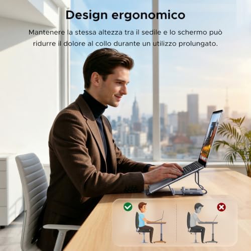 Supporto Verticale Orizzontale 2 in 1 per Laptop Grigio