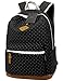 mygreen Cute Lightweight Canvas Bookbags School Backpacks for Teen Girls Floral Dot Student Backpack 15 Inch Laptop Black