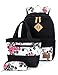 Leaper Floral Backpacks Backpacks Bags bags Set 3 in 1 Black