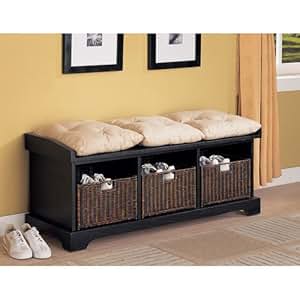 Amazon.com: Coaster Entryway Bench with Storage Baskets and Cushions