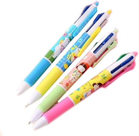 Amazon Co Jp かわいい漫画ボールペン マルチカラー 4イン1 ボールペン 韓国文房具 マーキングペン オフィス 学校用品 1個 おもちゃ