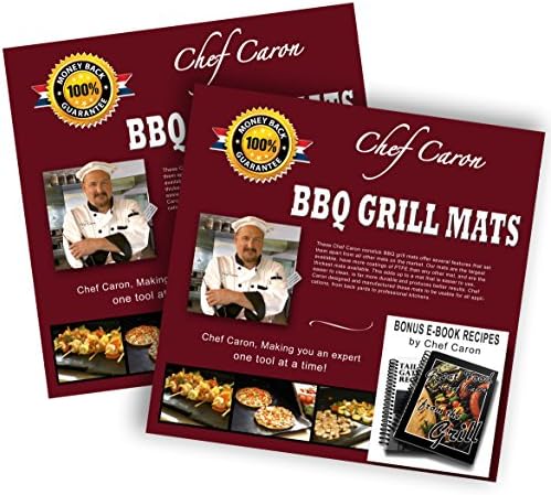 Chef Caron Bundle of 2 Sets - pro BBQ Grill mat Each Set with Two Heavy-Duty Grilling Sheets, nonstick, Ultra-Slick, Extra Thick .25mm