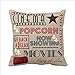 Movie Theater Cinema Personalized Cotton Linen Square Burlap Decorative Throw Pillow Case Cushion Cover 18 Inch (3 Pack)