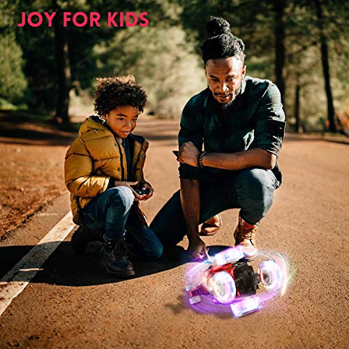 UTTORA Remote Control Car for Kids, RC Stunt Car with 360 ° Rolling Dancing Performance Colorful Lights and Dynamic Music Rechargeable 2.4Ghz RC Car Toy for Boys and Girls (Red)