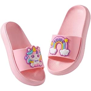 Hezeisoar Kids Sandals Girls Cloud Slides Boys Pillow Slippers Pink 9.5/10 Toddler