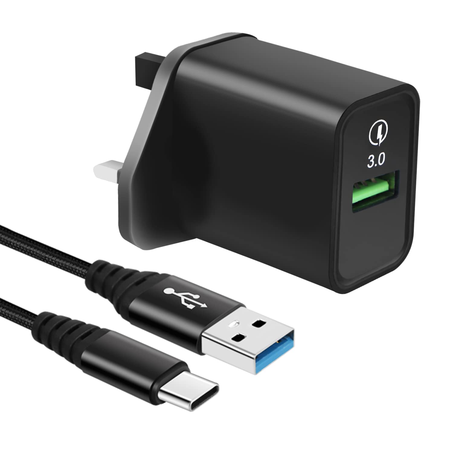 18W Fast Charger Adapter for Samsung Galaxy A31 A72 A32 A33 5G A50 A02S A43 A33,Tab A 10.1 8 2019/10.5 2018,Motorola Moto G10 G30 G9 Play Plus/G8 E7i Power,Quick Charge 3.0 Wall Plug+2M USB C Cable