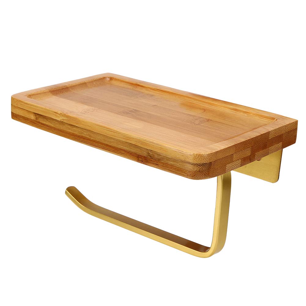 Paper Towel Holder with Shelf, Wall Mounted Tissue Roll Paper Rack Organizer for Kitchen Bathroom