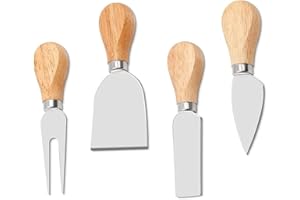 Taicols Exquisite 4-Piece Cheese Knife Set, Including 1 Cheese Knife, 1 Cheese Shaver, 1 Cheese Fork, and 1 Cheese Spreader f