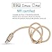 Voltmax Apple MFi Certified Lightning Cable, Nylon-Braided iPhone Charger with Reinforced Aramid Fiber for iPhone X iPhone 8/8Plus, iPad, Air pods&More(Gold-6ft)