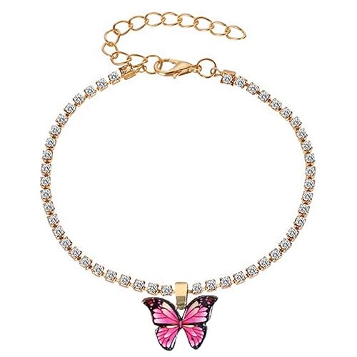 CHIY-GBC 1pc Moda Mariposa Tobillera Creativa Ajustable Rhinestone