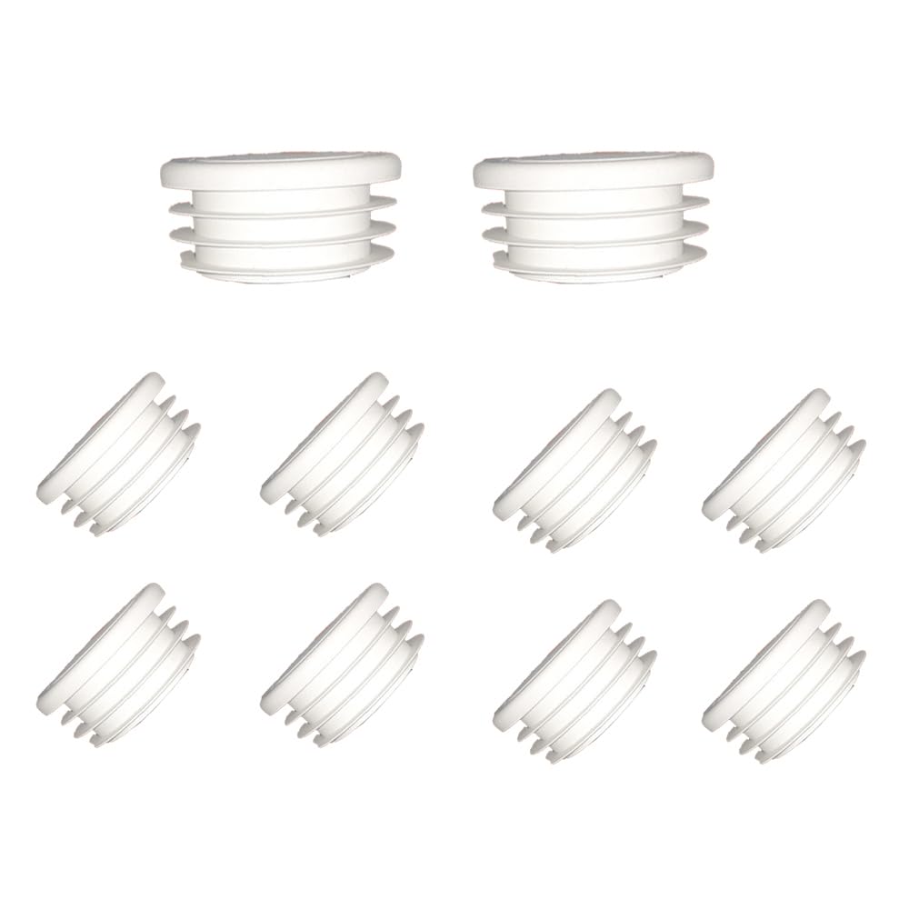60mm White Plastic Plugs, Round Tube Covers, Inner End Caps for Chairs Desks Tables Foot Furniture Pipe, 10 Pcs