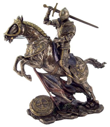 11" Medieval Knight on Horse Charging in Battle Collectible Statue Figurine