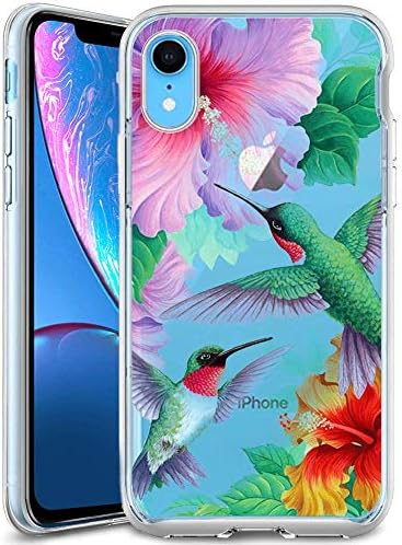 Flower Hummingbird Clear Phone Case Compatible iPhone XR Customized Design by MERVELLE TPU Clear Shock-Proof Protective Case [Ultra Slim, Anti-Slippery]