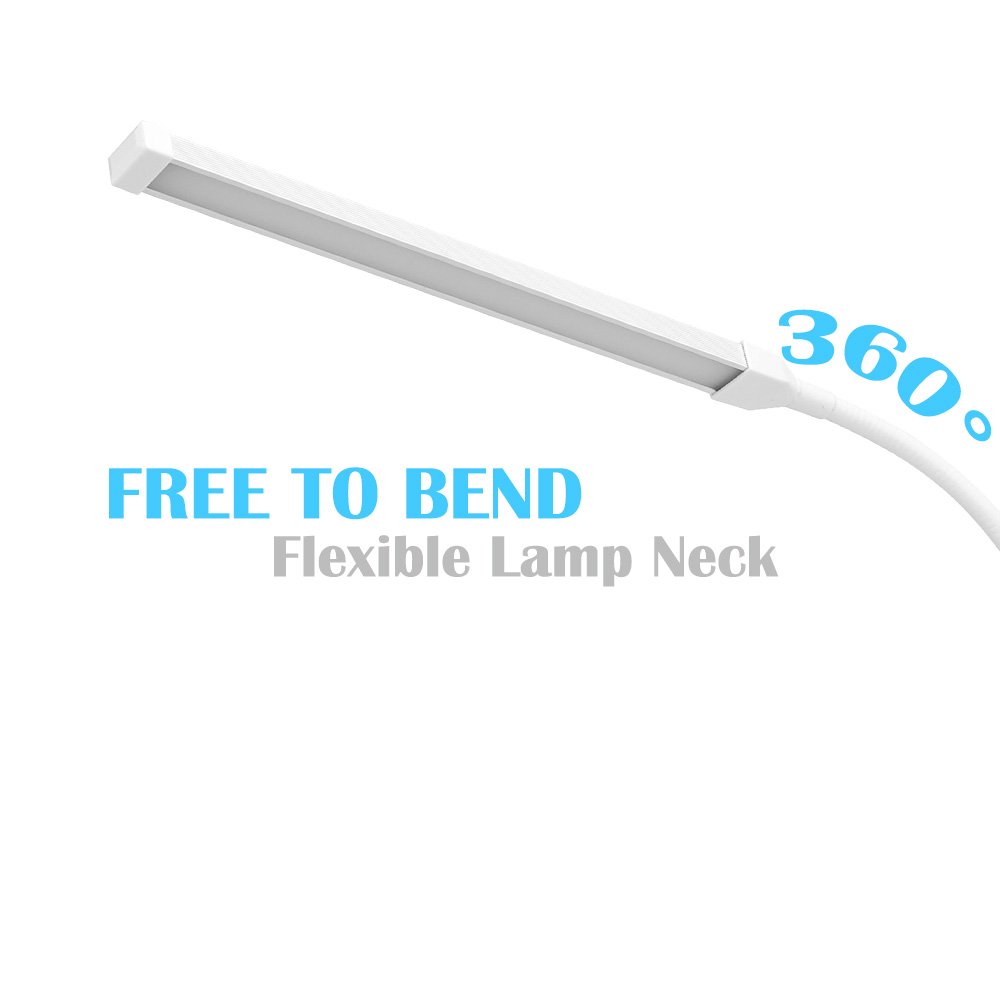 LED Floor Lamp Standing Reading Lamp, Dimmable Gooseneck Clip-on Lamp (4 Color Modes, 8W, Floor Light for Living Room, Bedroom, Office) White