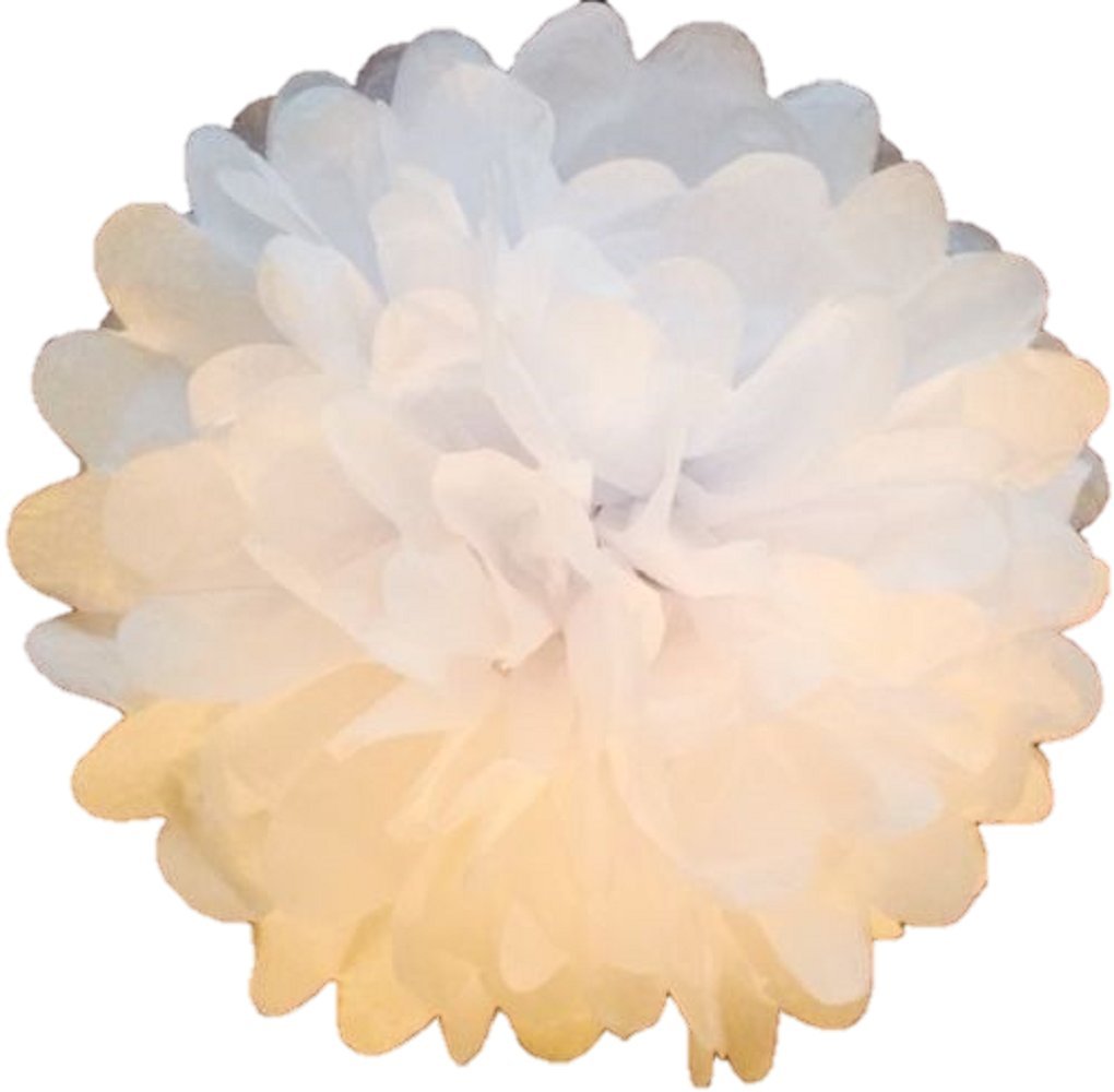 15"/37.5CM Pack of 10 tissue paper pompoms Wedding party decorations over 20 colours to choose pom pom (White)