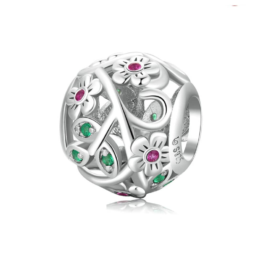 FeatherWish Daisy Flower Rose Tree Nature Bead Charm Sterling Silver 925 Fits And Compatible With Pandora Charm Bracelets Gift For Friend Daughter Wife Mum Sister Family (Flower Garden Bead)