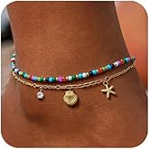 2/3 PCS Gold Anklets for Women Waterproof Boho Starfish, Seashell, Heart & Butterfly Charms Ankle Bracelets Non Tarnish Adjustable Layered Cuban Beaded Foot Chain Beach Jewelry for Summer Vacations