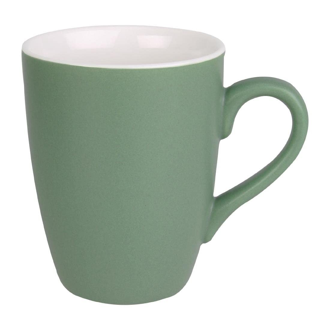 Olympia Matt Pastel Porcelain Mug Green 340ml (6 Pack) - Hot Drink, Coffee, Tea Mugs CS044