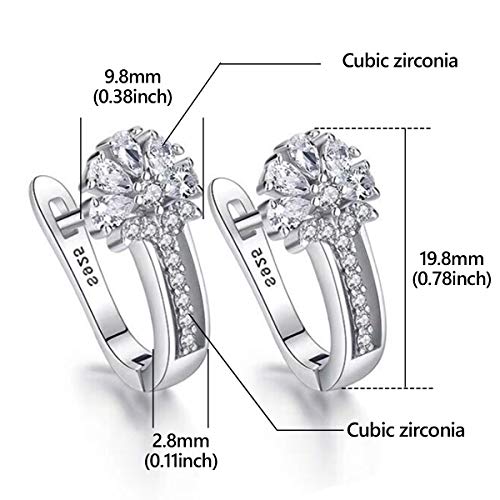 925 Sterling Silver Small Hoop Earrings Cubic Zirconia cartilage, Cubic Zirconia Cuff Earrings Huggie Stud, Gold Plated Huggie Earrings for Women Hypoallergenic (Big CZ-Silver)