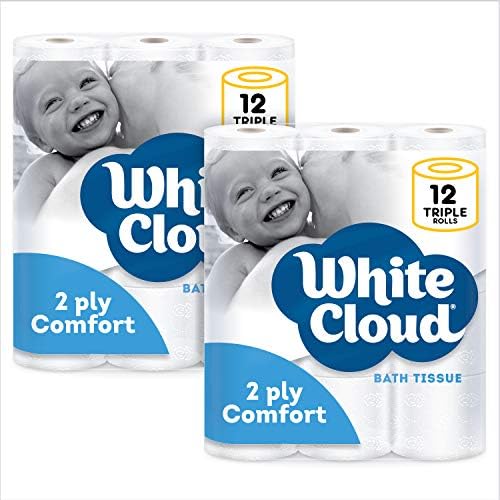 WHITE CLOUD Soft & Thick 2 ply Comfort Toilet Paper Hypoallergenic and