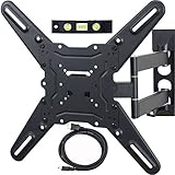 VideoSecu ML531BE TV Wall Mount for most 22"-55" LED LCD Plasma Flat Screen Monitor up to 88 lb VESA 400x400 with Full Motion Swivel Articulating 20 in Extension Arm, HDMI Cable & Bubble Level WP5