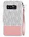 Samsung Note 8 Case, Note 8 Wallet Case, BENTOBEN Note 8 Flip Case Premium PU Leather Stripe Detachable Wrist Strap Magnetic Folio Wallet Phone Case Cover for Samsung Galaxy Note8 Cute Rose Gold/White
