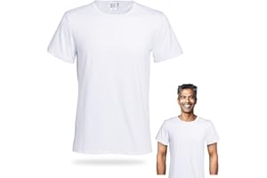 METFUIN Sublimation Blank T-Shirts, Polyester, Crew Neck, White, Unisex